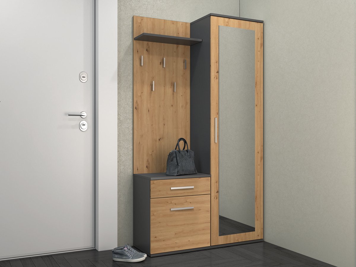 duo kledingkast antraciet artisanaal
