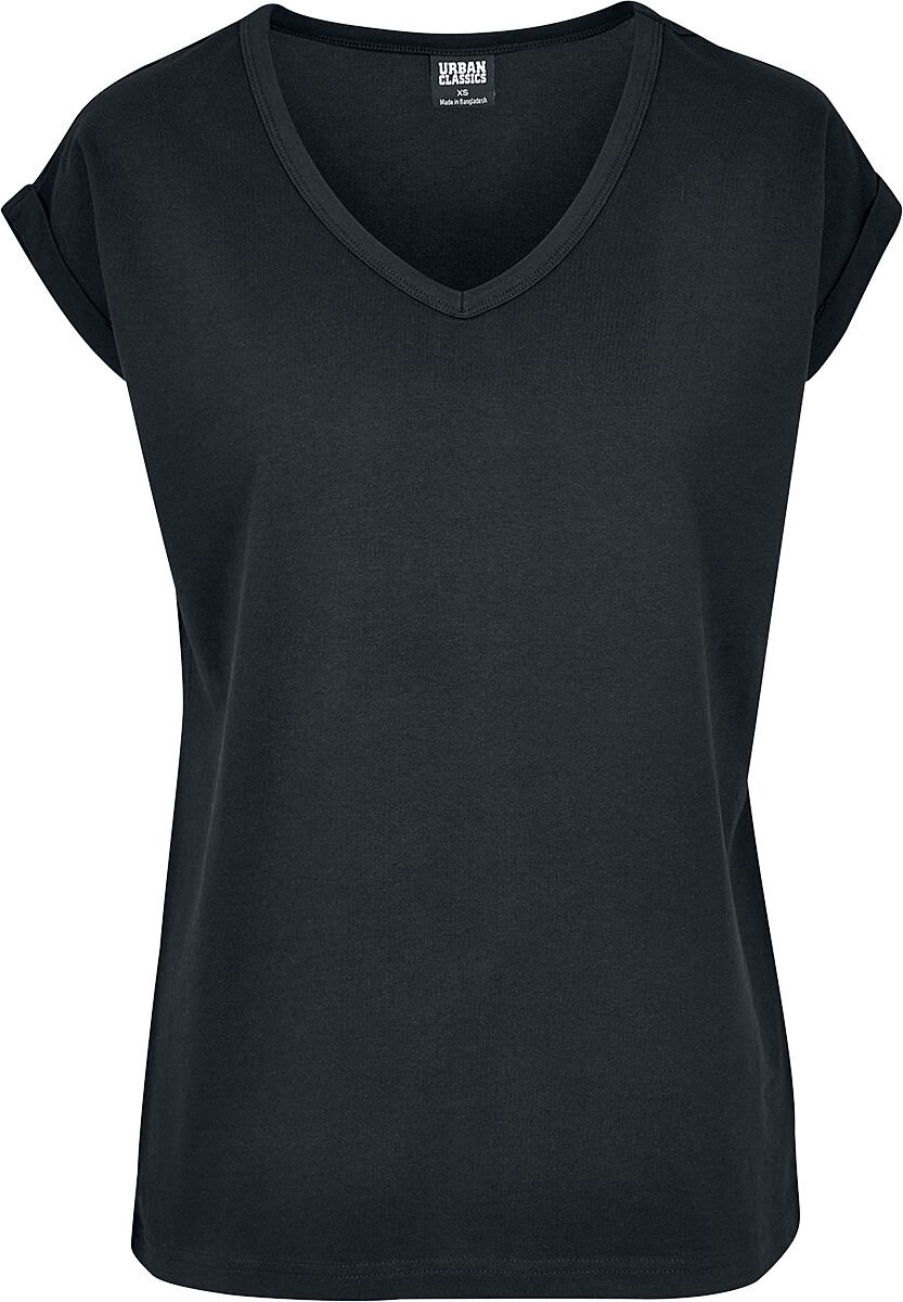 Urban Classics Round V-Neck Extended Shoulder Tee Dames T-shirt 3XL Zwart