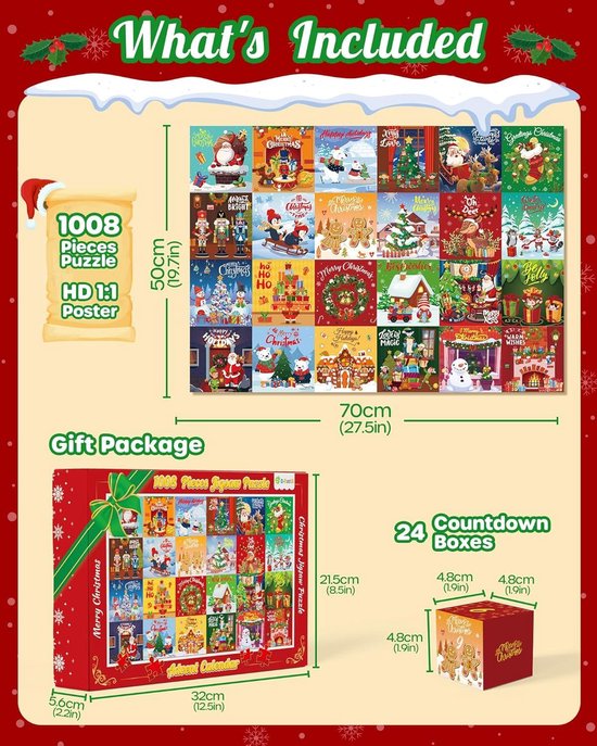 Calendrier De L'Avent Puzzle 2025 - 24 Jours, 1008 Pièces - Déco Et Cadeau De Noël - 3