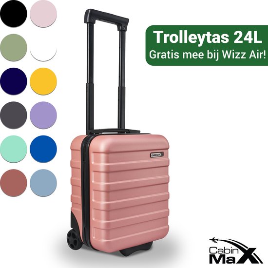CabinMax Handbagage Koffer - Reiskoffer 24L - Handbagage Trolley Wizz Air - 40x30x20cm - Roségoud
