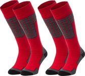 NOMAD® Chaussettes de ski Essentielles, paquet de 2 | 39/42 Rouge | Chaussettes chaudes Femme / Homme | Chaussettes d'intérieur / Marche / Sport | Bas de genou | Bon transport de l'humidité