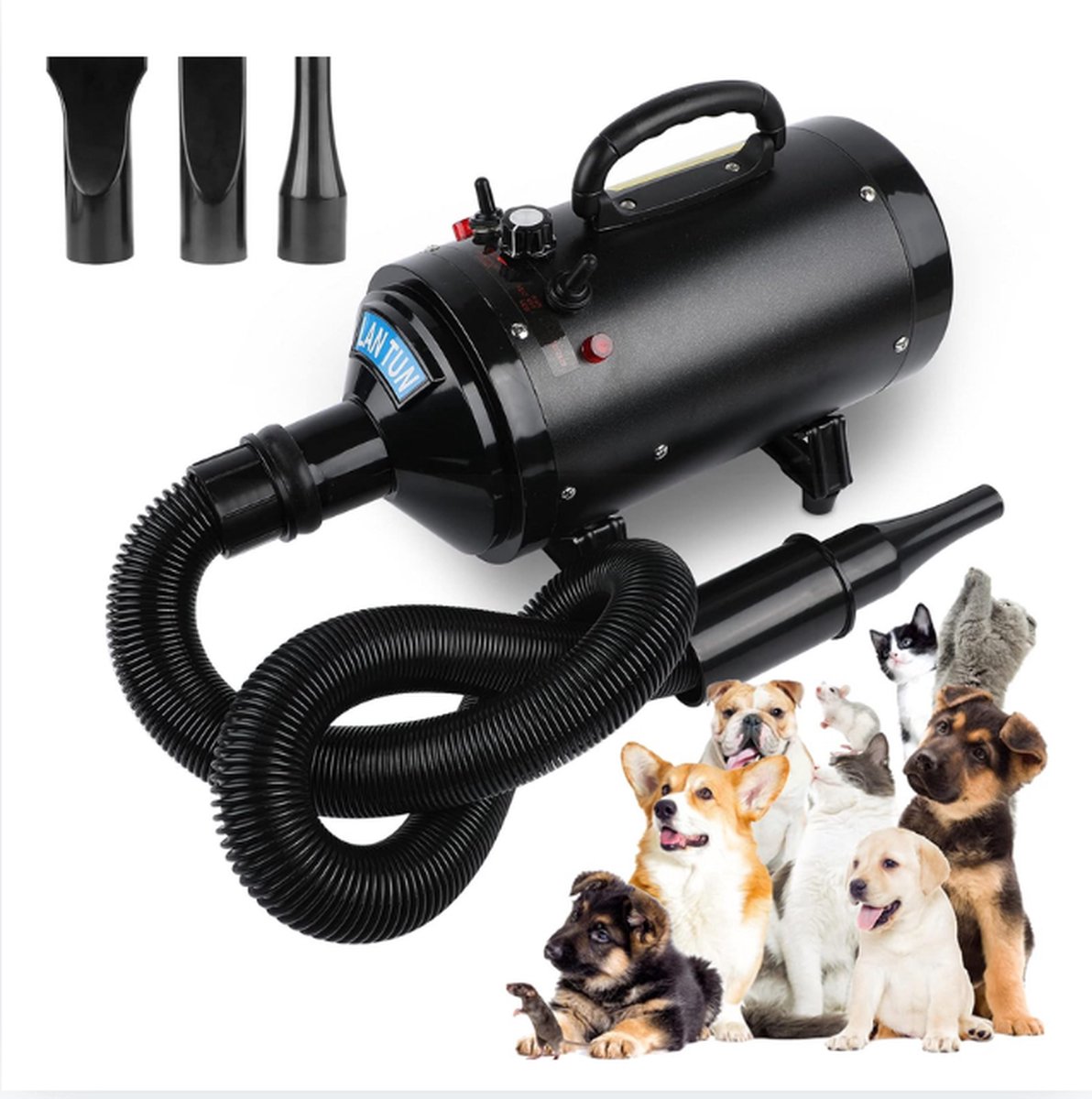Bol.com Hondenfohn - Waterblazer Voor Honden Met Verstelbare Luchtstroom - Honden Fohn Met Geluidsarme Functie - 2400W aanbieding