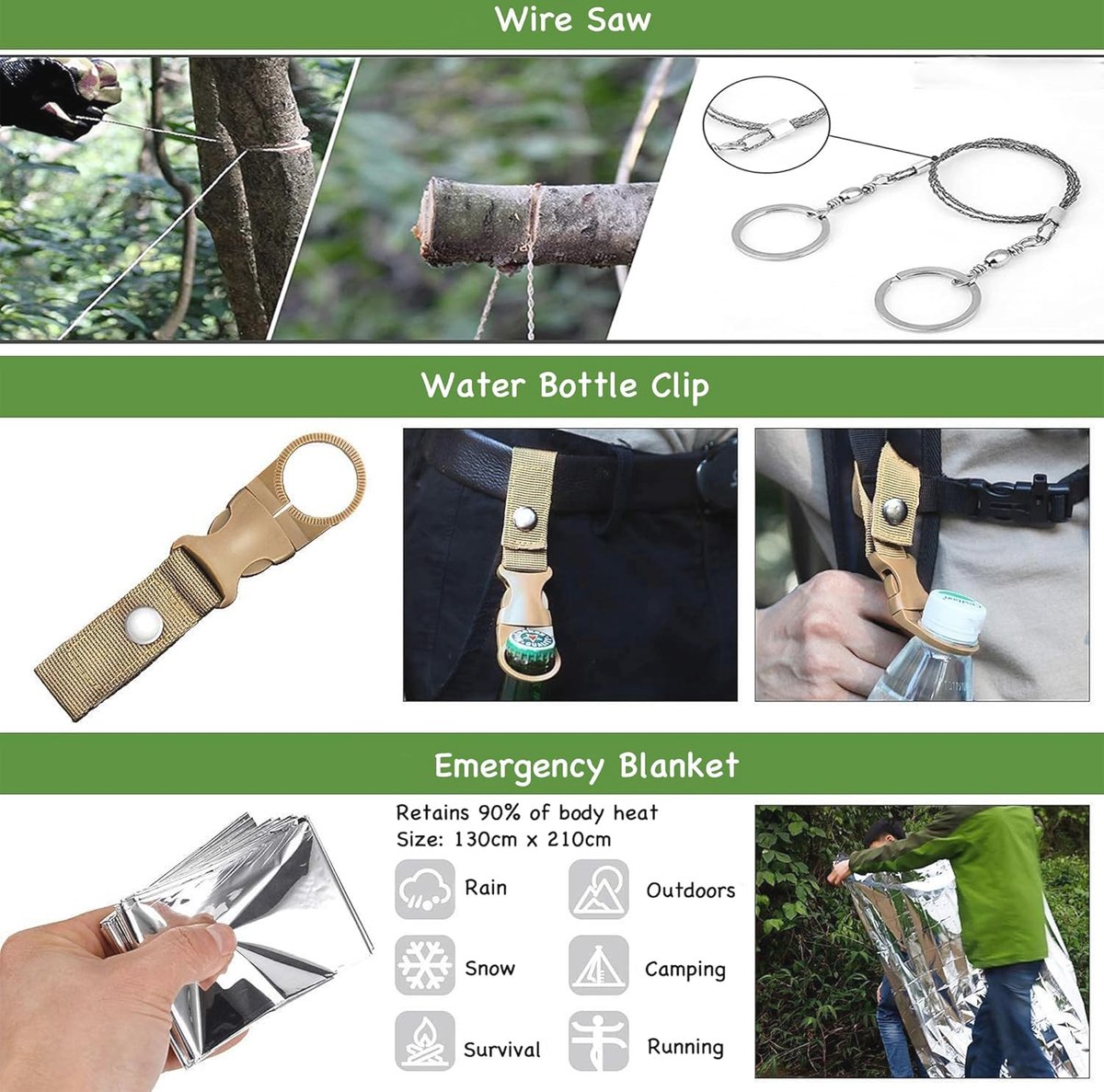 Kit De Survie AlphaGamma13 - 11 Essentiels Pour Outdoor, Randonnée, Urgence - Neuf