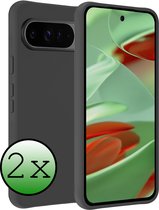 Coque Compatible avec Google Pixel 9 Pro XL Coque Arrière en Siliconen - Coque Compatible avec Google Pixel 9 Pro XL Case Cover Case - Zwart - 2 Pièces