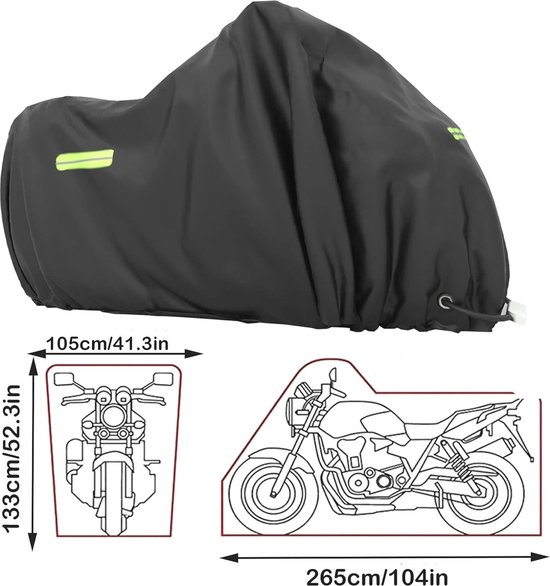 XYZCTEM Zwarte Motorhoes Waterdichte Opbergtas Voor Buiten, Past Tot 108 Inch Motoren Gemaakt Van Zwaar Materiaal Compatibel Met Harley Davison En Alle Professionele Winddichte Riem Xxl 2113926583