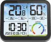 Digitale Thermo Hygrometer - Luchtvochtigheidsmeter - Hygrometer met 3 Niveau indicators - Weerstation - 24uurs gemiddelde