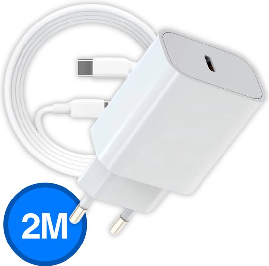 Snellader USB-C - Geschikt voor iPhone 15 / 16 Pro / Max - Inclusief USB C naar USB C 2 Meter Kabel - Oplader - Power Adapter - Veilig en Betrouwbaar