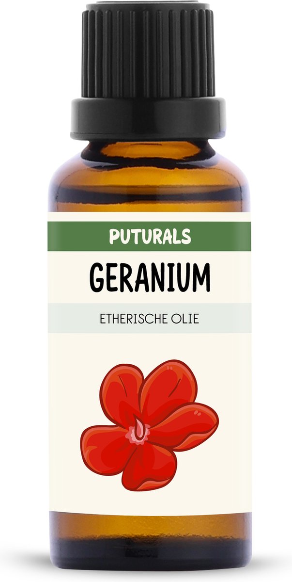 Goedkoopste Puturals Geranium Olie 100 Biologisch - 30ml - Puur en Vegan - Geranium Etherische Olie voor Huid, Haar en Aromatherapie