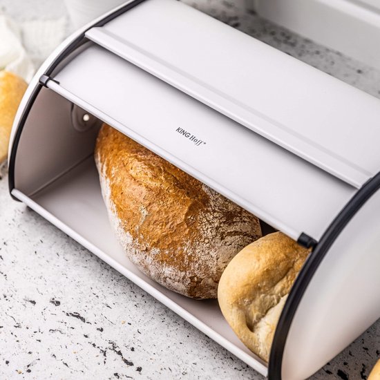 Kinghoff 1864 - Grande boîte à pain - Acier inoxydable - Wit - Rétro - 44x27x18,5 cm