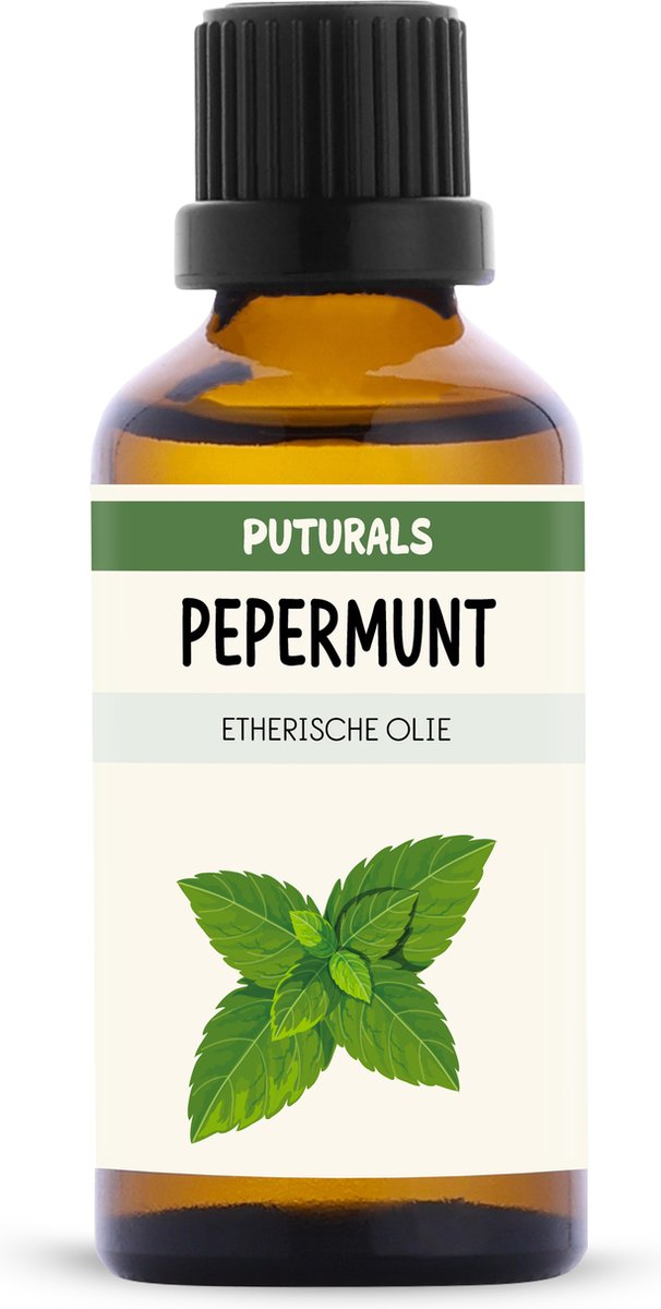 Goedkoopste Puturals Pepermuntolie 100 Biologisch - 50ml - Puur en Vegan - Pepermunt Olie voor Huid, Haar, Gezicht en Diffuser