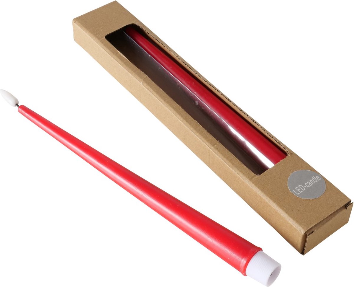 Boltze Led dinerkaars set van 2 stuks 31 cm rood