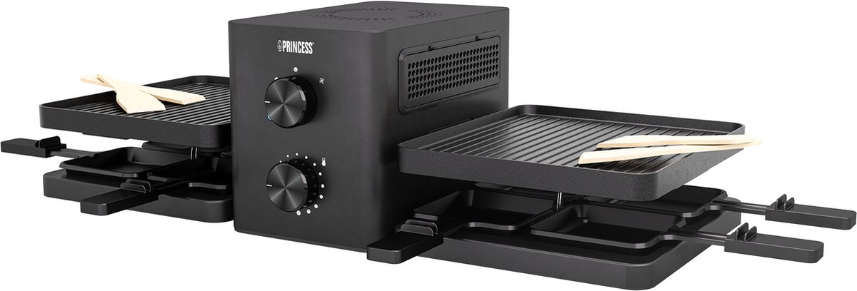 Appareil à Raclette Princess Pure 4 - 4 Personnes - Plaque Réversible Grill/Teppanyaki - 800W - Finitions Bambou