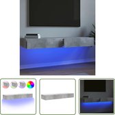vidaXL Tv-meubels met LED-verlichting 2 st 60x35x15,5 cm betongrijs - Tv-meubel - Beton Grijs - Led Verlichting - Houten Tv-standaard - Salontafel