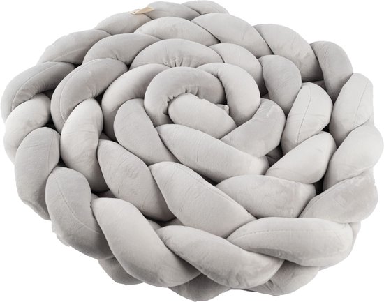 Honeybears Tour de lit Bébé tressé - Tour de parc pour bébé - Protecteur de tête - Tour de lit - Tour de lit berceau - Garçons/ Filles - 3 mètres - Grijs