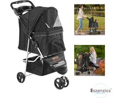 Eszenzics™ Hondenbuggy ProLight - Tot 16kg - Compact inklapbaar - All terrain - Extra grote wielen - Zeer wendbaar - Waterafstotende bekleding - Stevig frame
