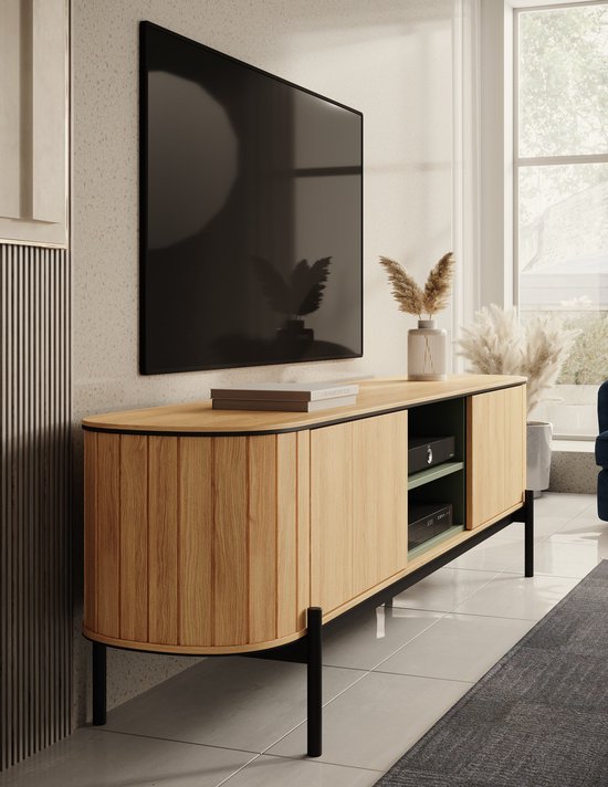 Meubella - Meuble TV Royale - Chêne - 200 cm