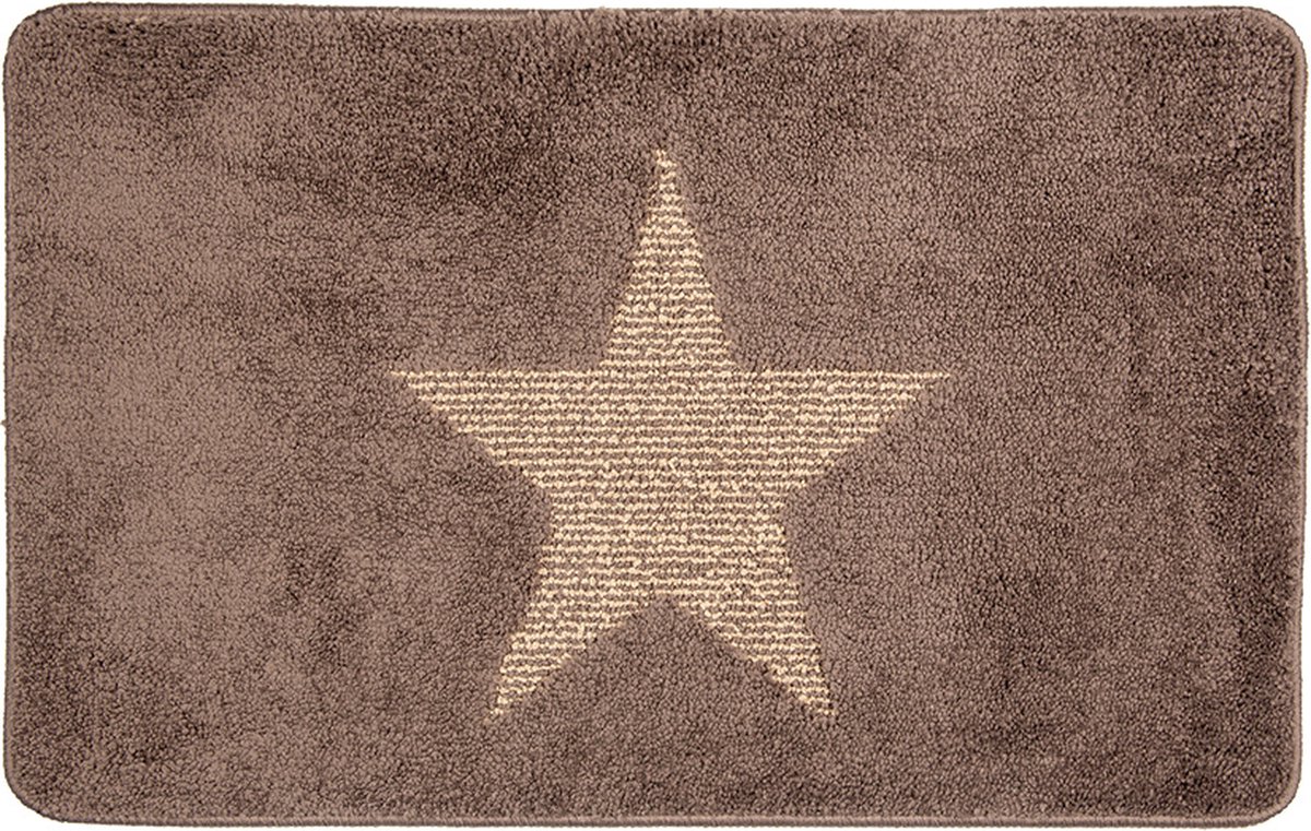 Badmat 78x48x1 cm Bruin Polyester Ster