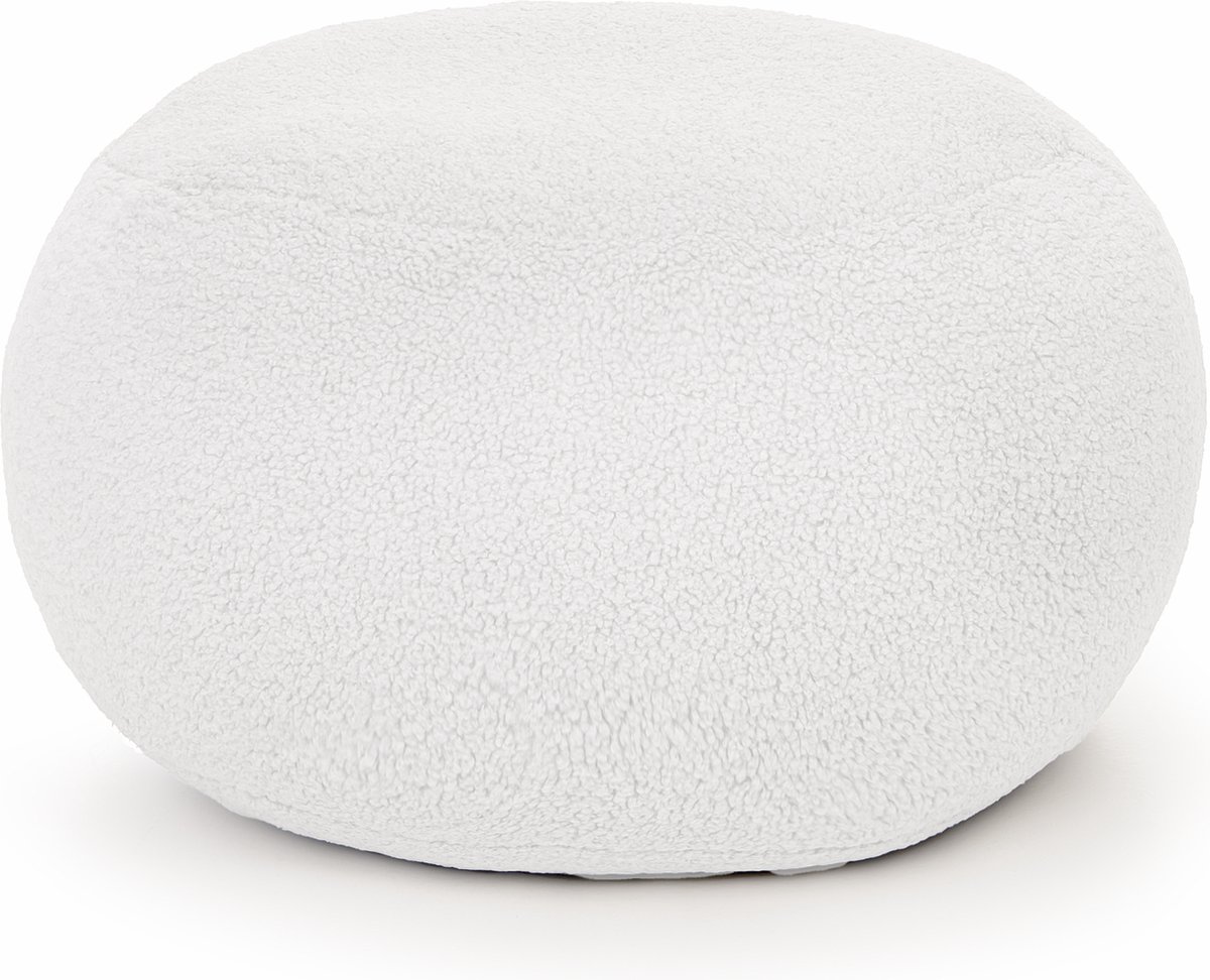 Drop & Sit - poef - sfeervolle teddy - ecru - Ø 60 cm - extra comfortabel en zacht