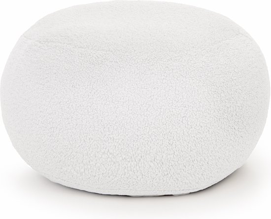 Foto: Drop sit poef sfeervolle teddy ecru 60 cm extra comfortabel en zacht