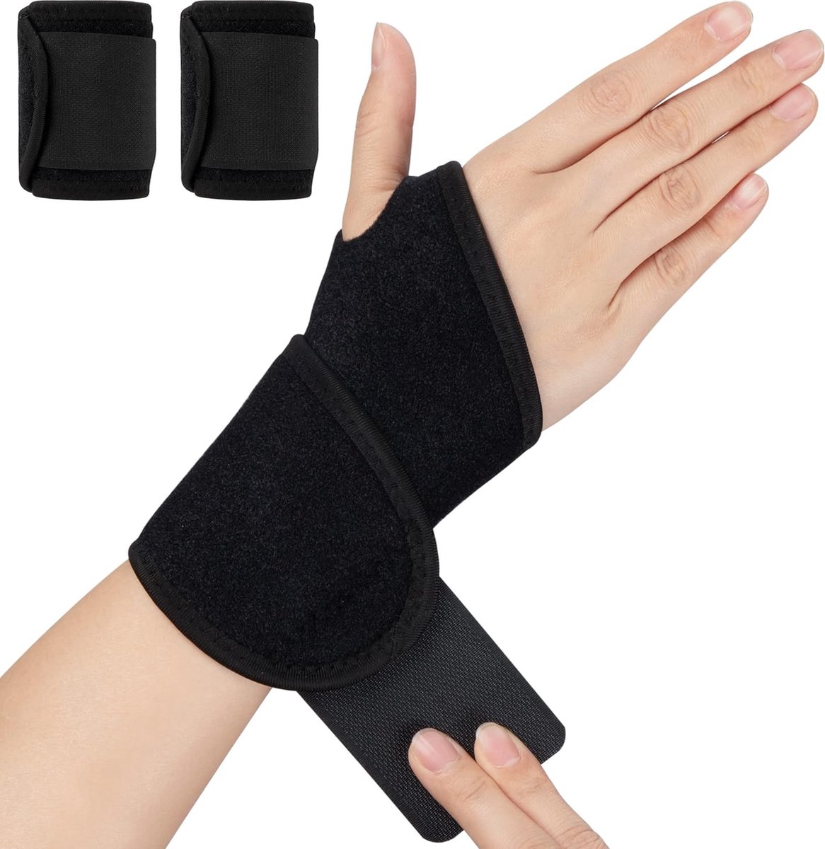 Waledano® Polssteun - Polsbandage - Verstelbare Polsbandage - Polssteun Met Klittenbandsluiting - Polsbeschermer - Linker Als Rechterhand - Zwart - 2 Stuks