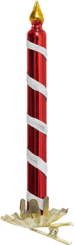 Glazen kerstbal met clip, kaars, 15 cm