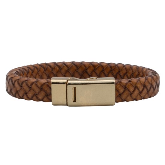 Casisto.J Herenarmband – leren armband voor heren klassieke handgevlochten manchet zwart en bruin met gegraveerde magneetsluiting cadeau sieraden gratis in doos, Eén maat, Nikkel roestvrij staal leer