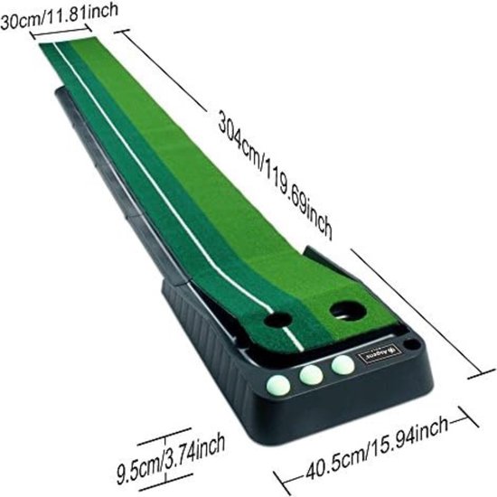 Putting Mat Golf - Putting Mat - Inclusief 3 golfballen - 304cm - Inclusief retourbaan - Putting Green - Golf - Training — afbeelding 3