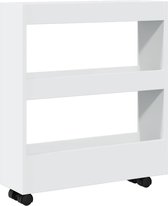 Bol.com vidaXL - Opbergtrolley - smal - 3-laags - bewerkt - hout - wit aanbieding