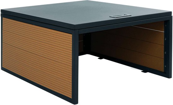 Garage pour robot tondeuse à gazon avec couvercle MCW-L45, auvent pour tondeuse à gazon, métal WPC 35x60x70cm ~ aspect chêne