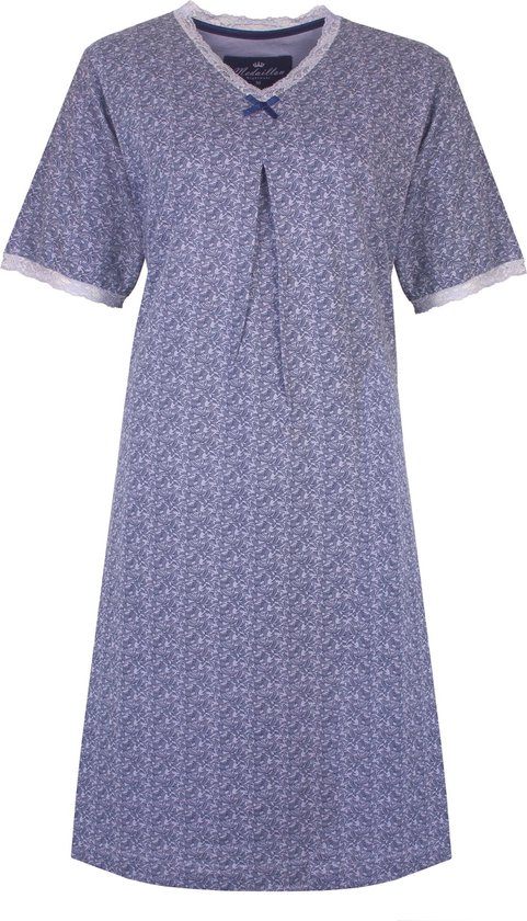 Chemise de nuit Medaillon pour femme – Robe de nuit – Manches courtes – Blauw Lavande – Taille L