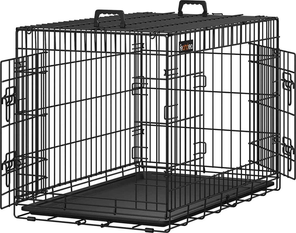 MIRA Home - Hondenbench - Hondenmand - Bench - Metaal - Zwart - 91x64x58cm