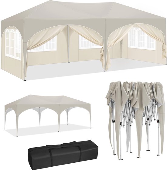 Vouwpaviljoen 3 x 6 m met 6 zijwanden - Waterafstotend en UV-bescherming voor Outdoor Activiteiten