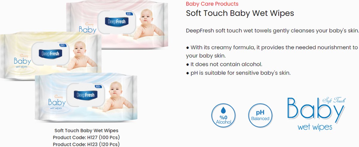 Goedkoopste DeepFresh Baby wet wipes Soft Touch Yellow - 120 stuks - pH neutraal - Alcohol en Parabenenvrij - Aloë Vera en Camille