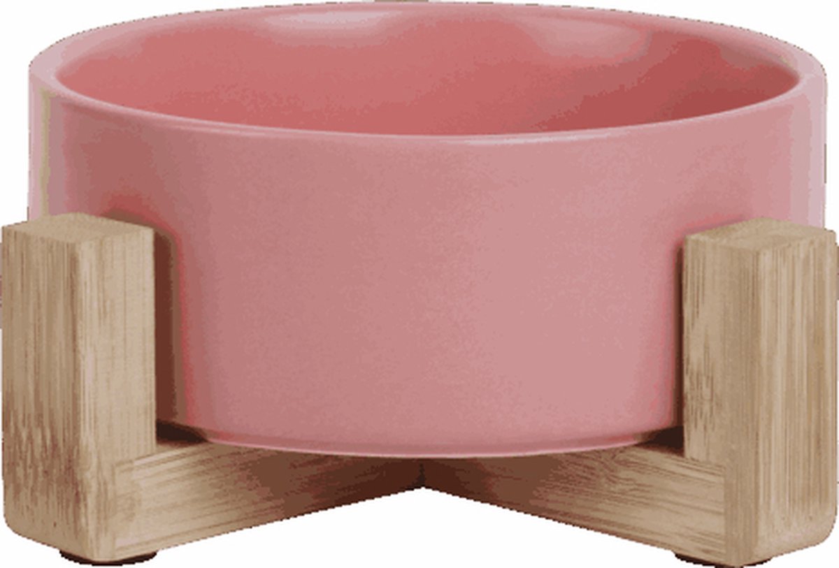 Jack & Vanilla Keramische Voerbak Bamboe Standaard Roze 400ml