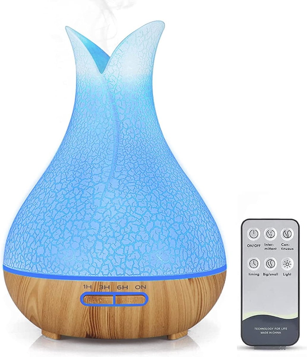 Aromadiffuser 400ml met Luchtbevochtiger en 7 Kleuren LED Verlichting - Ideaal voor Aromatherapie en Slaapcomfort