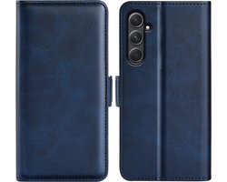 MobyDefend Hoesje - Geschikt voor Samsung Galaxy A55 - Luxe Wallet Book Case (Sluiting Zijkant) - Blauw