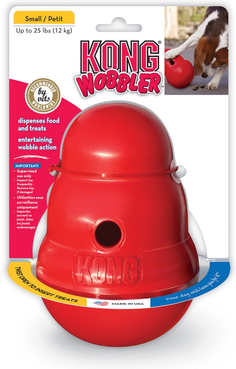 Kong Snack Dispenser Wobbler – Speelgoed Hond – maat S – 15 cm – Rood