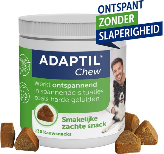 Adaptil Chew 30 stuks - Smakelijk kauwtabletten voor honden - Vermindert angst en spanning - Veilig en niet verslavend