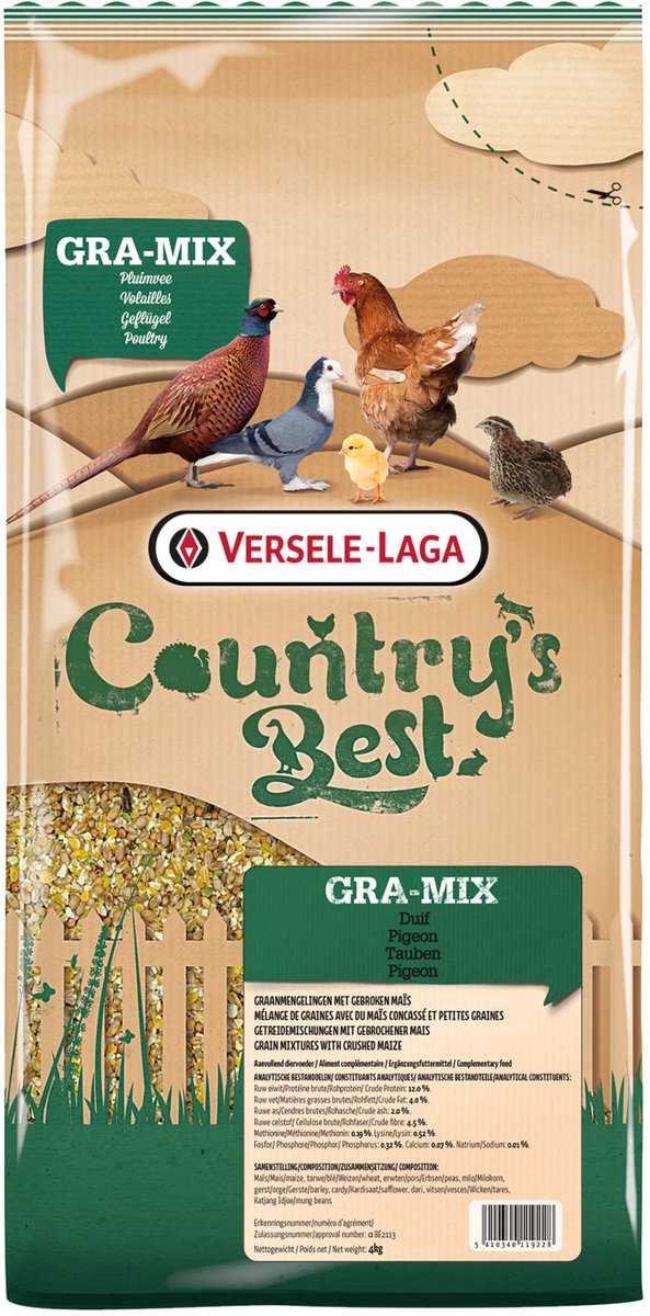Versele-Laga Country`s Best Gra-Mix Sierduiven Gebroken Mais - Pluimveevoer - 4 kg