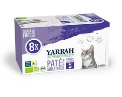 Yarrah Bio Kattenvoer Multipack Paté Graanvrij Kip - Kalkoen 8 x 100 gr