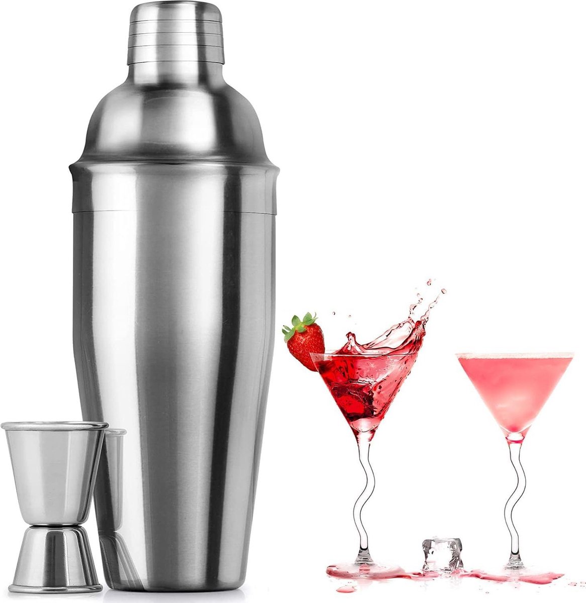 Cocktailset Roestvrijstalen 26 Ounce 750 ml Cocktailshaker met Ingebouwde Barmanzeef en Maatbekers Drinkbar Set Accessoires