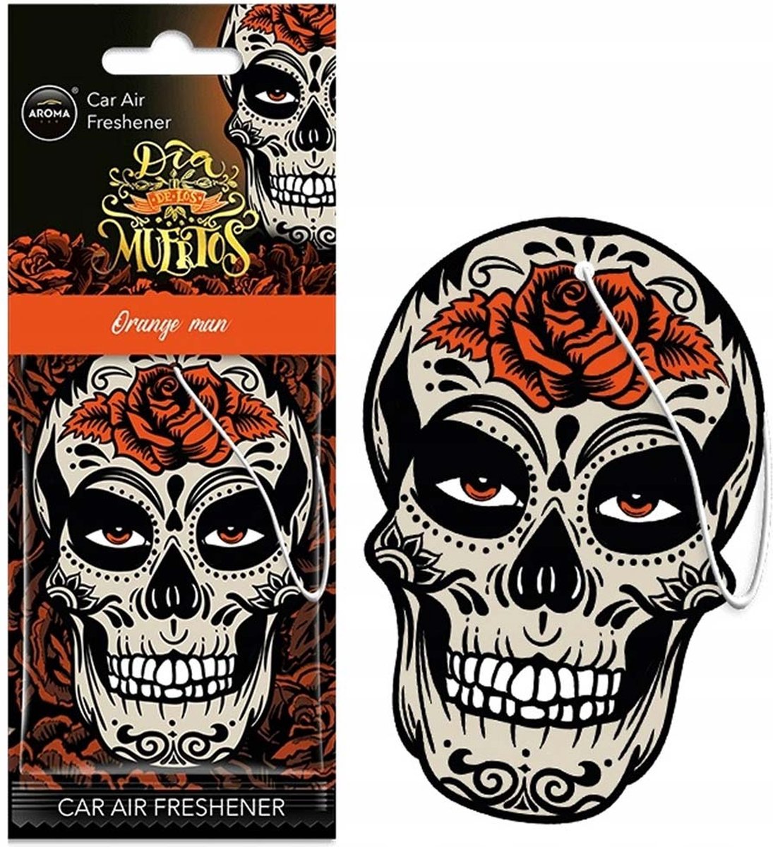 AROMA CAR AROMA Dia de los Muertos Auto Luchtverfrisser Stoere Schedel - Orange Man Island Driftwood