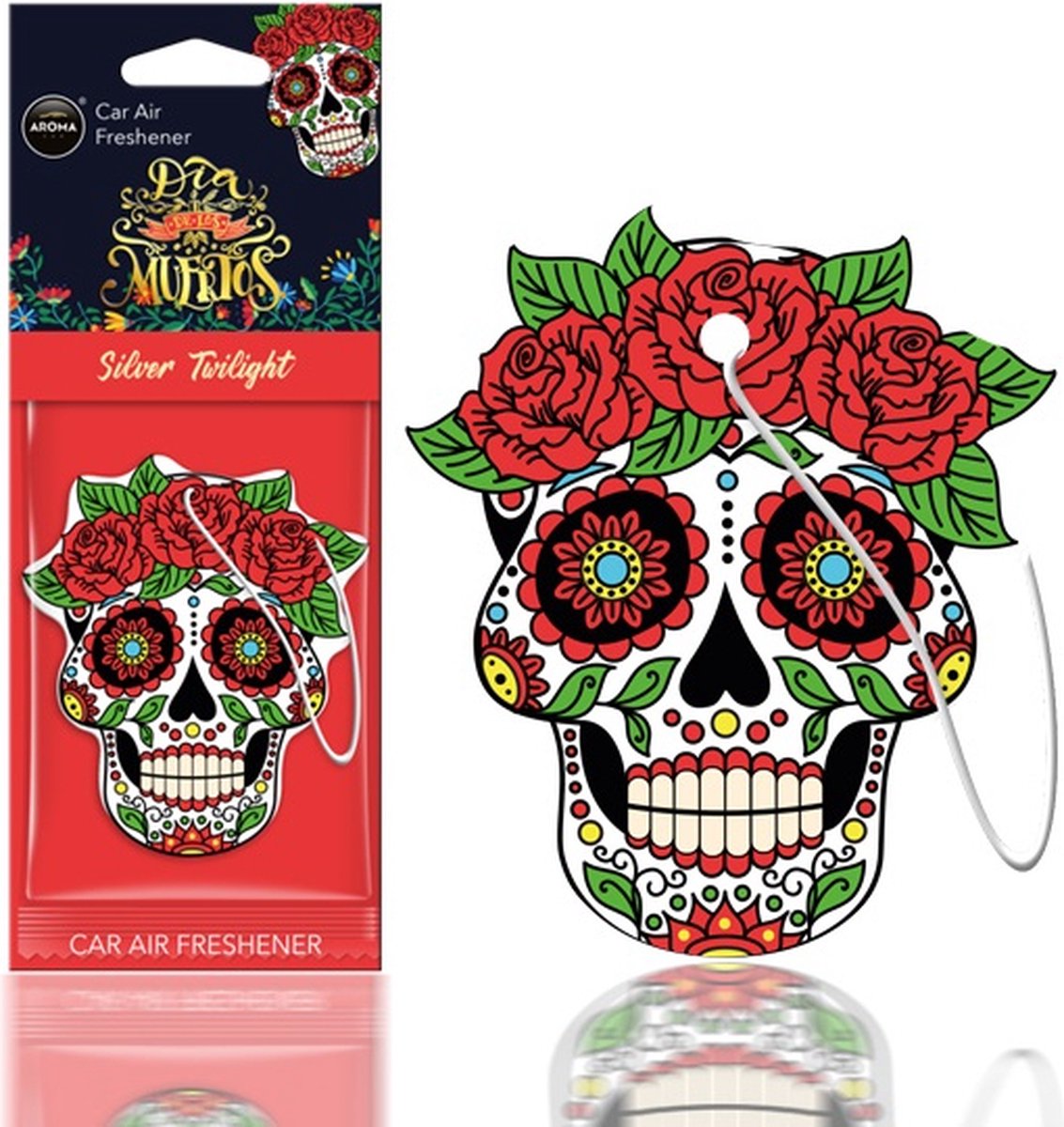 AROMA CAR AROMA Dia de los Muertos Auto Luchtverfrisser Stoere Schedel - Silver Tattoo