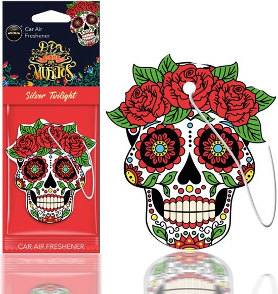 AROMA CAR AROMA Dia de los Muertos Auto Luchtverfrisser Stoere Schedel - Silver Tattoo