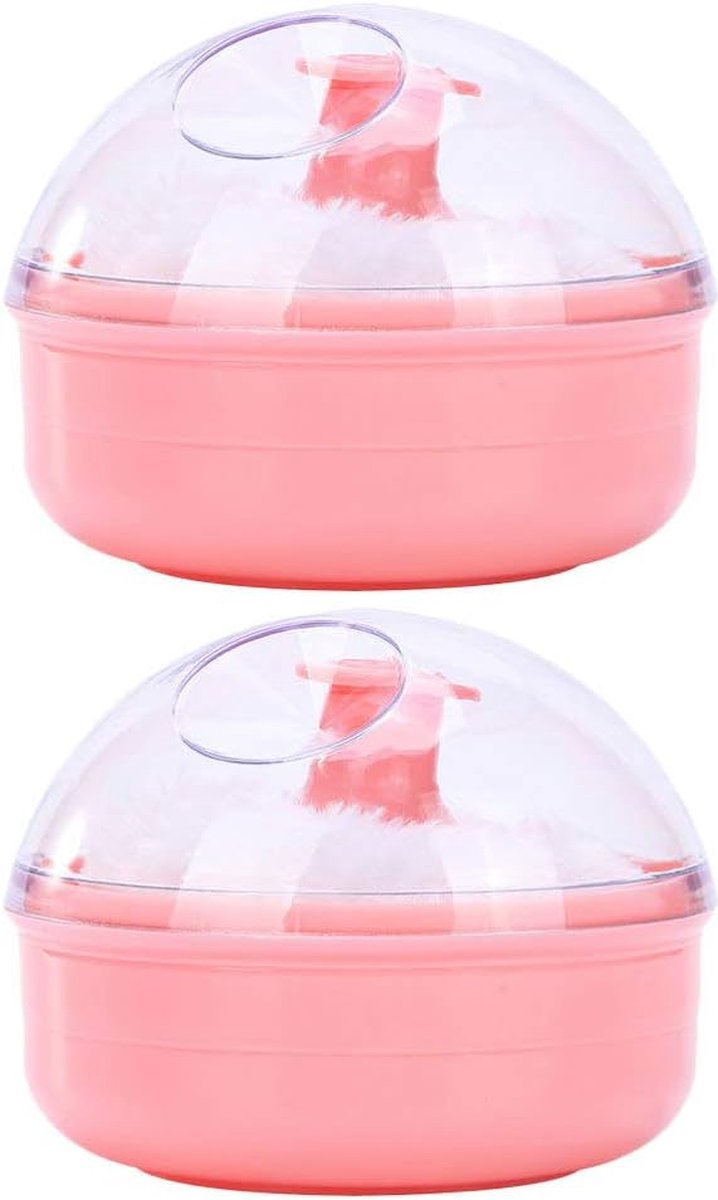 Goedkoopste IBBO® - Talkpoeder Puff Box - Poederdoos - Draagbare Baby Soft Body - Bath Powder Case - Container Opbergdoos voor Baby - Poeder Container met Puffs - Zacht Spons - Roze - 2 Stuks