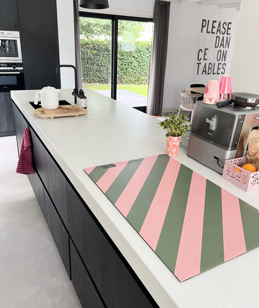 Inductie beschermer streep groen zalm 80x52cm