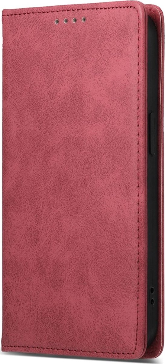 Mobigear Telefoonhoesje geschikt voor Apple iPhone 16 Pro Max Hoesje | Mobigear Wallet Bookcase Portemonnee | Pasjeshouder voor 1 Pasje | Telefoonhoesje voor Pinpas / OV Kaart / Rijbewijs - Rood
