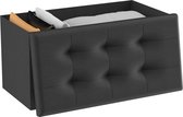 O'DADDY® Opbergbox - Zitbank Met Opbergruimte - Opbergbank - Opbergbak - Poef - Opbergdoos Met Deksel - Linnen & Katoen - 76 x 38 x 38 cm -Zwart