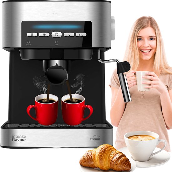 Espressomachine - Koffiezetapparaat - Koffiemachines - Zilver met Zwart