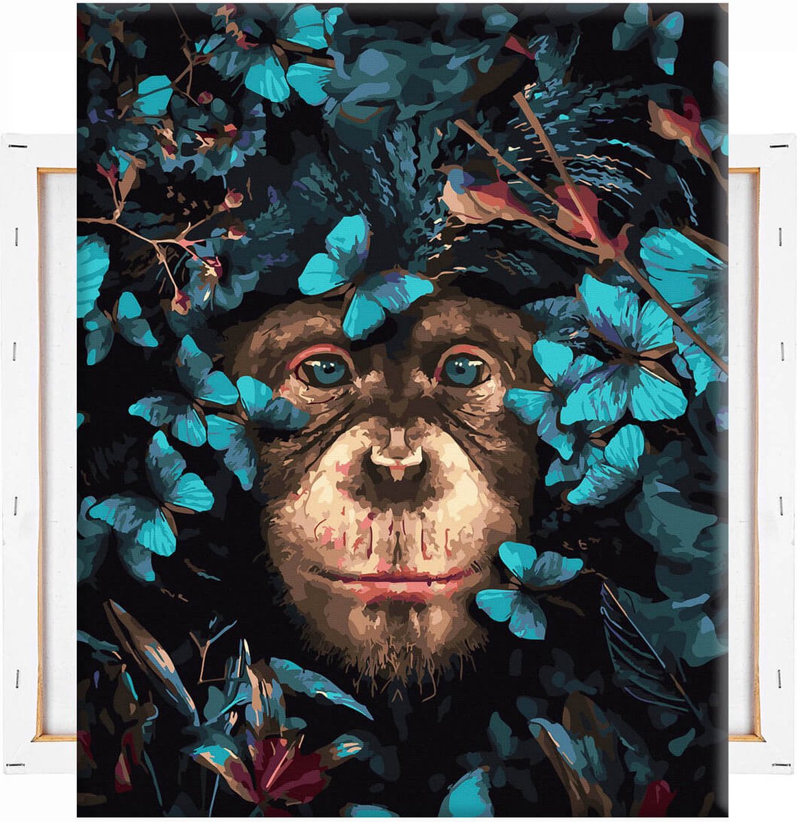 Schilderen Op Nummer Volwassenen DIY Paint By Number Compleet Hobby Pakket op Frame met Vernis - ®Arty Bee - Chimpansee 40x50cm — afbeelding 9
